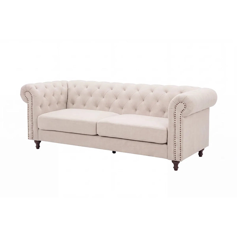 Velvet 3 personers sofa - Beige Chesterfield Design