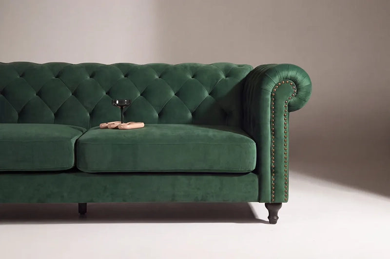 Velvet 3-Personers Sofa – Grøn Chesterfield Design