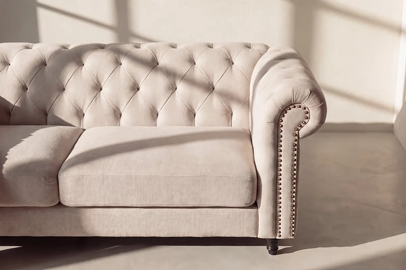 Velvet 3 personers sofa - Beige Chesterfield Design