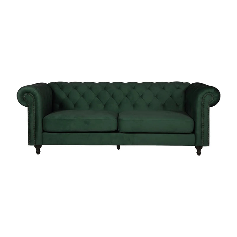Velvet 3-Personers Sofa – Grøn Chesterfield Design