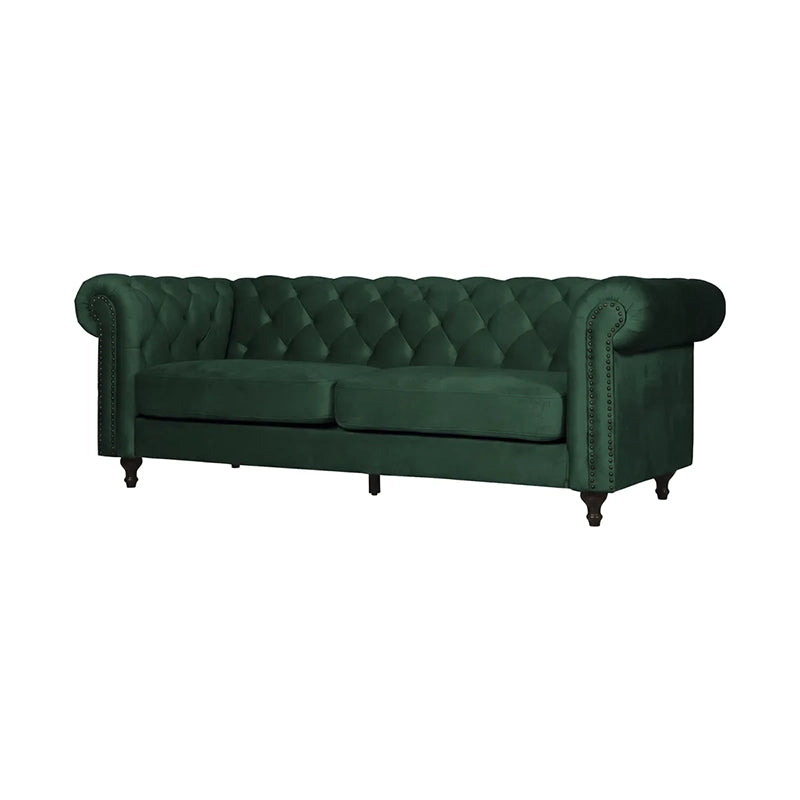 Velvet 3-Personers Sofa – Grøn Chesterfield Design